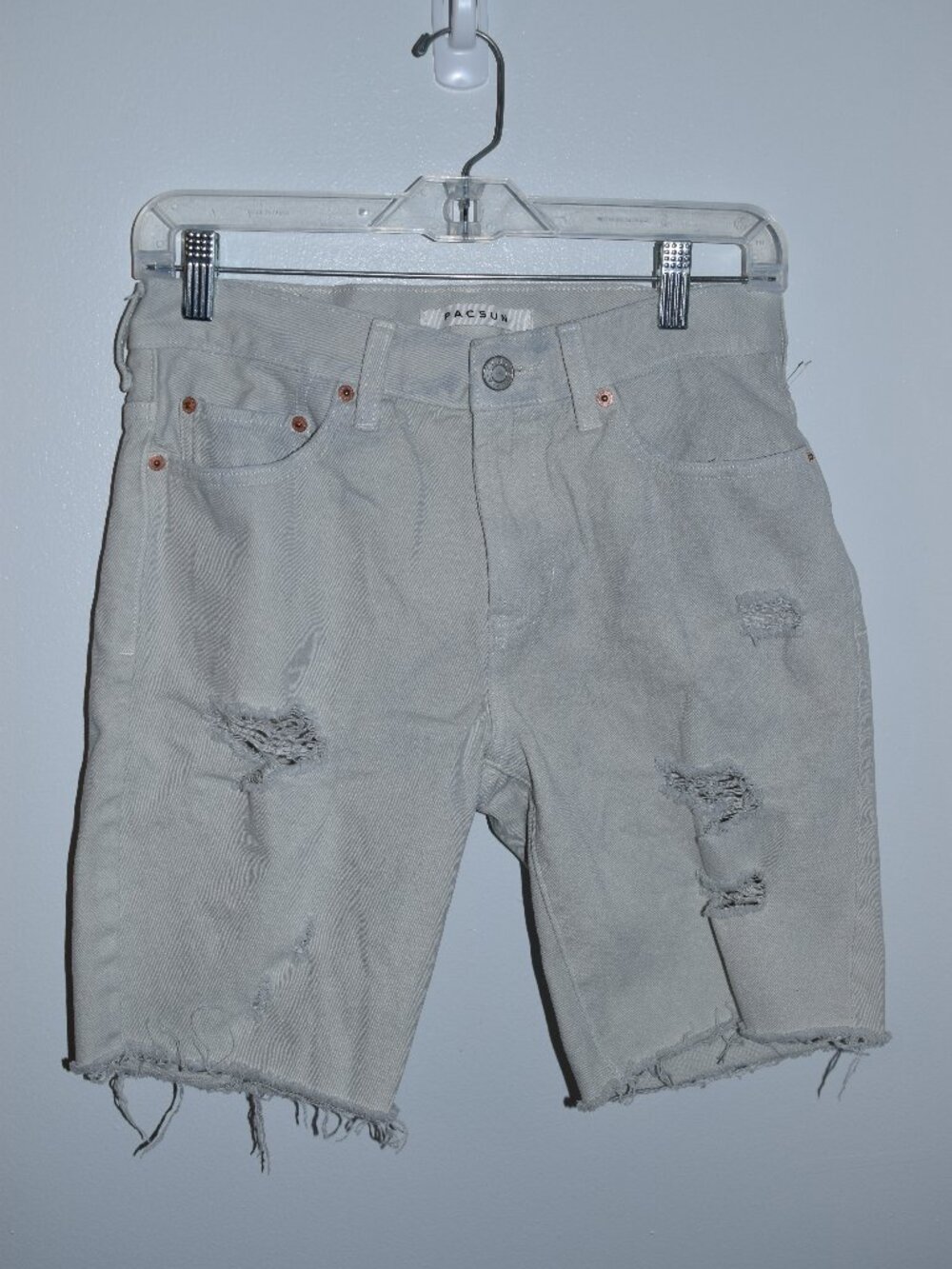 Skinny Fit White Denim Shorts